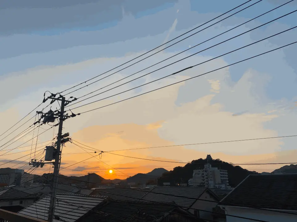 宇和島を包む夕日
